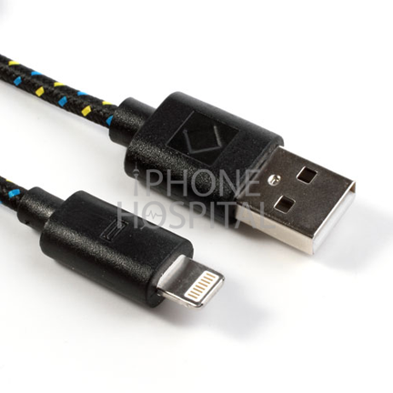 Lightning auf USB Kabel 3m Schwarz Geflochten für iPhone 5 / 5C / 5S / 6 / 6 Plus