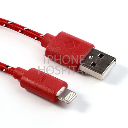 Lightning auf USB Kabel 3m Rot Geflochten für iPhone 5 / 5C / 5S / 6 / 6 Plus