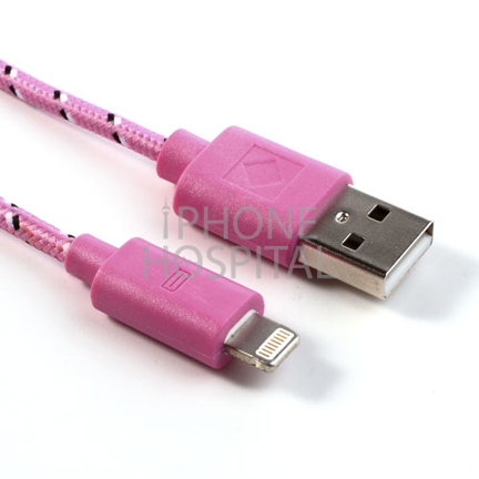 Lightning auf USB Kabel<br> 3m, Rosa, Geflochten – Bild 2
