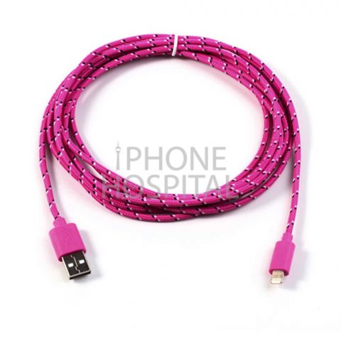 Lightning auf USB Kabel 3m Rosé Geflochten für iPhone 5 / 5C / 5S / 6 / 6 Plus