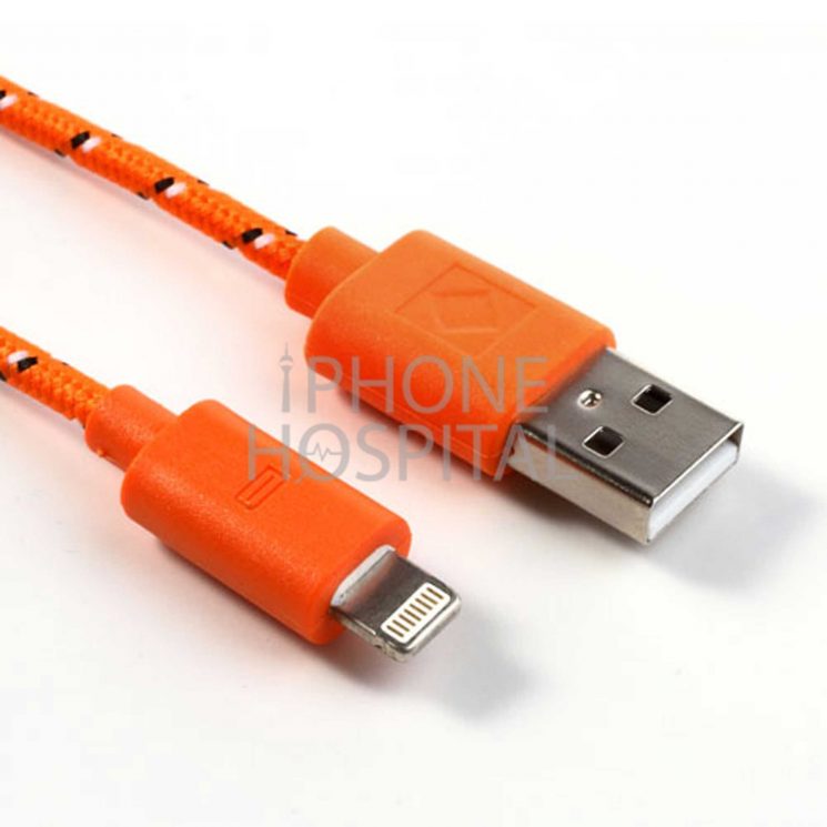 Lightning auf USB Kabel 3m Orange Geflochten für iPhone 5 / 5C / 5S / 6 / 6 Plus / 6S / 6S Plus